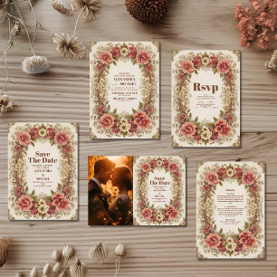 Carte D'accompagnement Royal Victorian Floral Ornamy Mariage