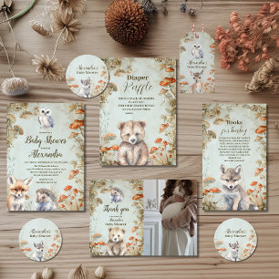 Carte D'accompagnement Baby shower Boho Woodland