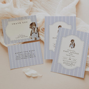 Carte D'accompagnement Bain de bébé garçon à rayures bleues vintage
