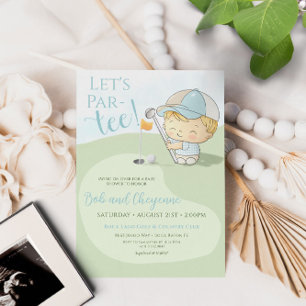 Invitation Golf Baby shower Cute Boy Par Tee Coed Party