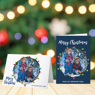 Cartes Pour Fêtes Annuelles Joyeux feux de Noël Photo Marine Blue Cute Modern