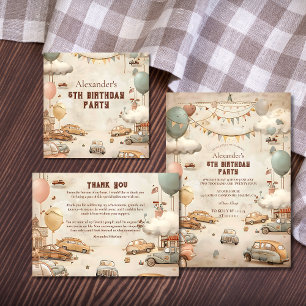Invitation Anniversaire de naissance sur le thème des voiture