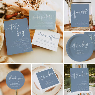 Dusty Blue Baby shower Favor Tag Dank u Modern Cadeaulabel