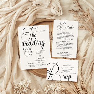 Cartons Réponse Mariage de script noir moderne