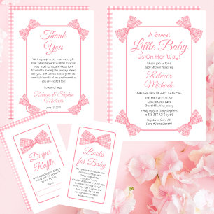 Carte De Remerciements Un doux petit bébé rose vaches Baby shower fille