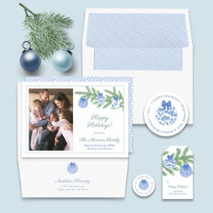 Cartes Pour Fêtes Annuelles Décor De Jar De Gingembre Bleu Et Blanc Intemporel