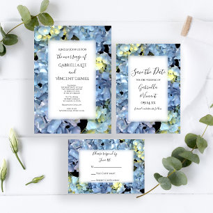 Carte de réponse RSVP Blue Hydrangea Wedding