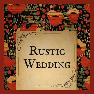 Poppies rouges rustiques Faire-part de mariage en 