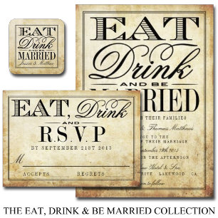 Invitation Mangez, buvez et soyez marié Mariage Vintage
