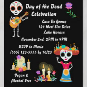 Invitation Jour de la mort crâne de sucre Skeletons Invitatio
