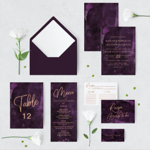 Invitation Réception de mariage Rose et violet foncé