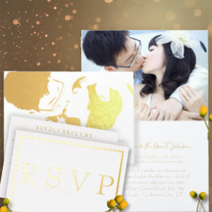 Photo Gold Damask Faire-part de mariage