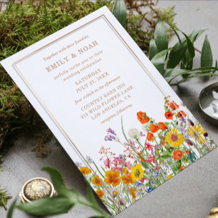 Invitation Fleurs sauvages colorées Pays Floral Mariage