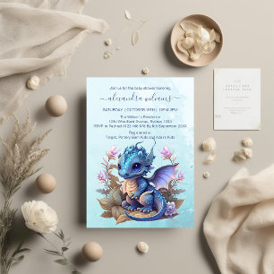 Serviette En Papier Cute Aquarelle Baby shower Dragon Bleu