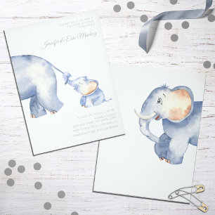 Invitation Baby shower maman et bébé éléphant
