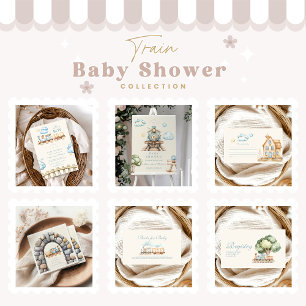 Invitation Baby shower du train Watercolor