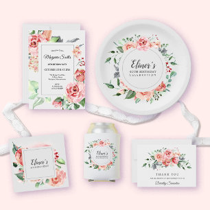 Rafraîchisseur Pour Canette 40e anniversaire Elégant rose rose florale