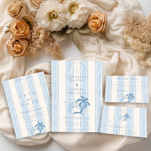 Nautische Hand Getrokken Palm Tree Wedding RSVP Kaartje