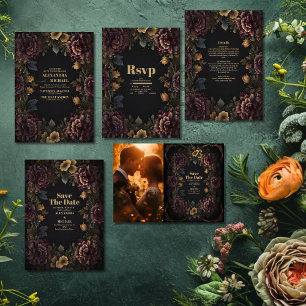 Invitation Mariage de charpente florale gothique victorien