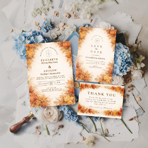 Carte De Remerciements Mariage Rustique d'Automne aux Feuilles d'Érable
