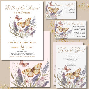 Bisous papillon Invitation Baby shower fille