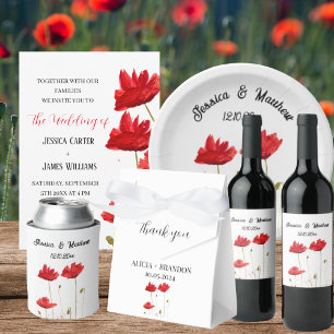 Invitation Tout En Un Rouge Poppies Aquarelle Script Floral Mariage Tous