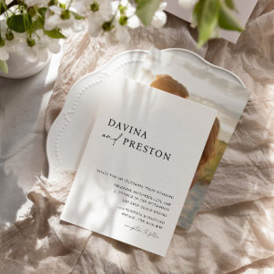 Invitation Contemporary Chic Script Horizontal Photo Mariage
