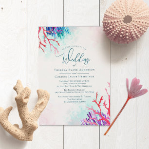 Invitations de mariage de corail océanique