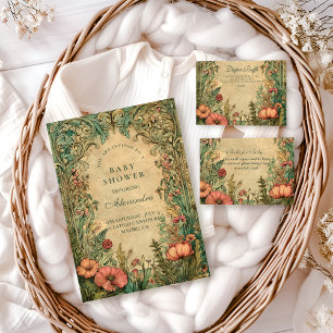 Art Nouveau Vintage Bloem Diapper Loterij  Informatiekaartje