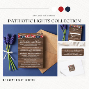 Invitation Lumières patriotiques Bannière du 4 juillet Mariag