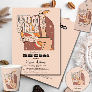 Invitation Retro Pastel Rodéo Rose Bachelorèse