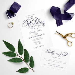Invitation Nous Tions Le Mariage De Script Bleu Marine Knot