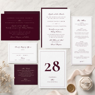 Invitation Paysage Plum Maroon Calligraphie formelle Élégant