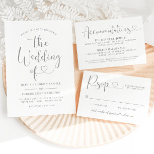 Étiquettes-cadeau Mariage moderne Silver Heart Script Bienvenue