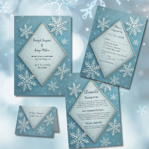 Invitation Winter Wonderland Blue Snowy Romant enregistrer la