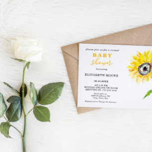 Invitation Baby shower virtuel Tournesol thème Neutre Zoom