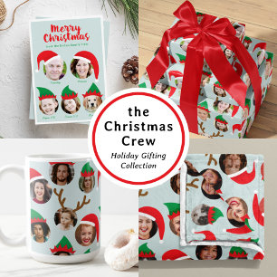 Coussin Christmas Crew Custom Six Photo Funny Holiday Cade