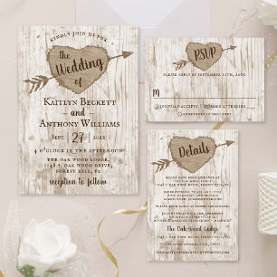 Invitation Collection de Mariages d'arbre cardiaque sculpté