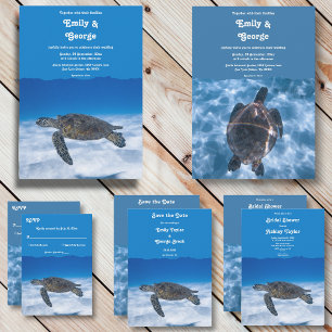 Invitation Mariage côtier de la tortue aquatique sous-marine