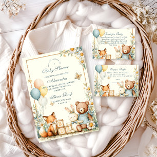 Invitation Baby shower Woodland Baby Friends