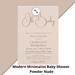 Carte D'accompagnement Baby-Shower Minimaliste Moderne   Rose Poudré