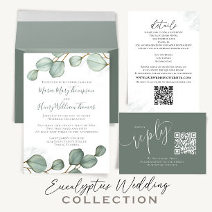 Invitation Photo QR Code RSVP Online Simple Moss Green