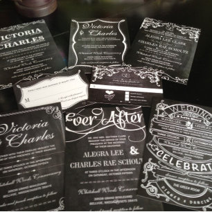 Invitation Trois Volets Pastel Mint Green sur Black Heart Leaf Mariage