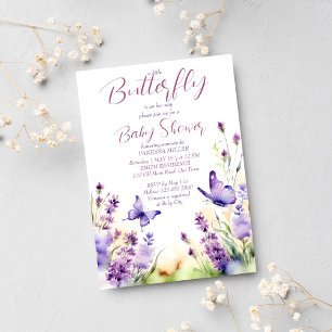 Invitation Petit papillon violet lavande baby shower