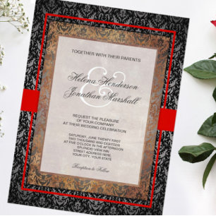 Elégante invitation toscane Mariage damassé
