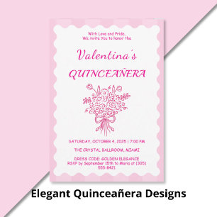 Coussin Élégant Bouquet Floral de Quinceañera   Rose et Bl