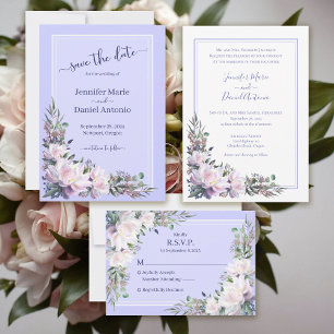 Invitation Peony Garden Périwinkle Lavender Mariage