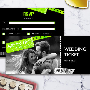 Carte Mariage Rock and Roll Billetterie Concert Boarding