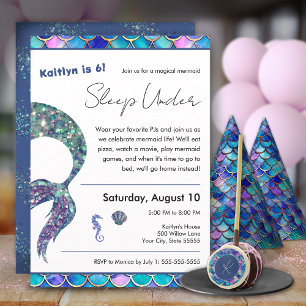 Invitation Parties scintillant Sirène dormir sous fête d'anni