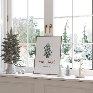 Poster Joyeux et lumineux   Boho Christmas Tree and Scrip